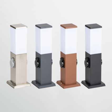 Brilagi - Außenleuchte mit 2 SCHUKO-Steckdosen NOVA 1xE27/15W/230V 40 cm IP44 mattchrom