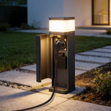 Brilagi - Außenleuchte mit 2 SCHUKO-Steckdosen PILLAR 1xG9/11W/230V IP44 anthrazit