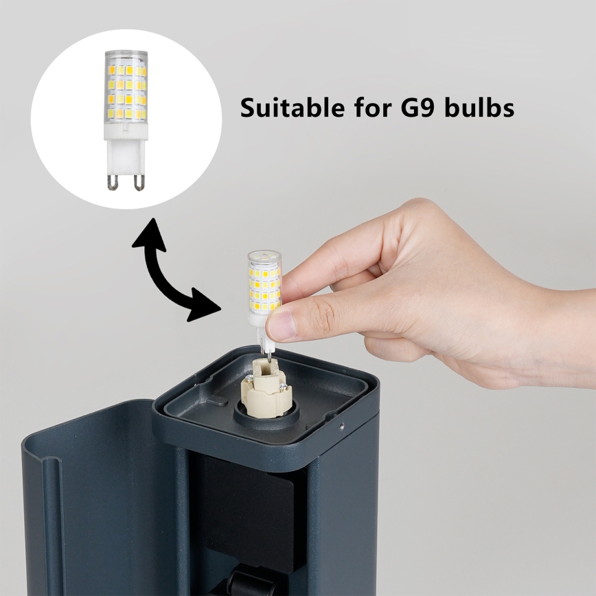 Brilagi - Außenleuchte mit 2 SCHUKO-Steckdosen PILLAR 1xG9/11W/230V IP44 anthrazit
