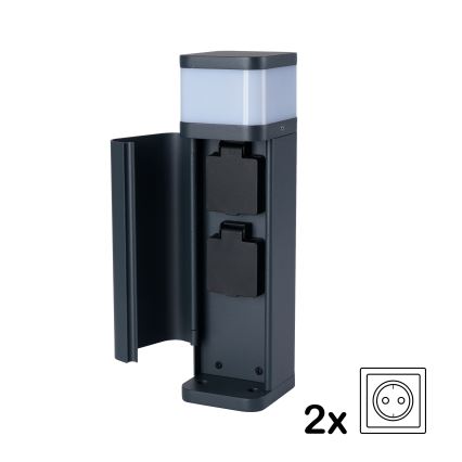 Brilagi - Außenleuchte mit 2 SCHUKO-Steckdosen PILLAR 1xG9/11W/230V IP44 anthrazit