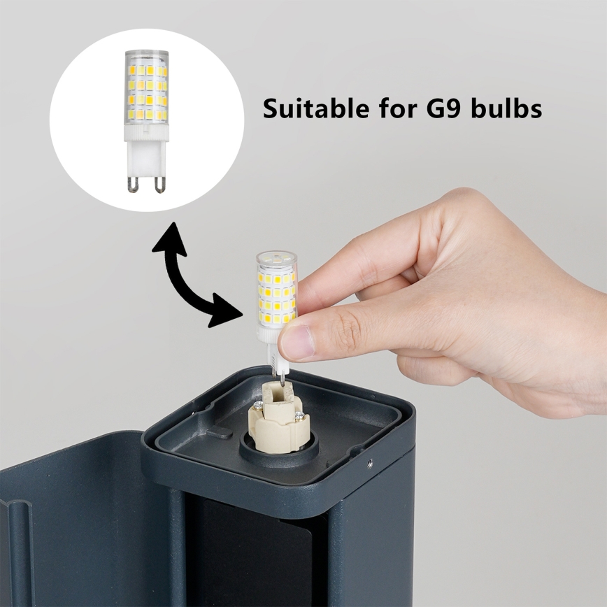Brilagi - Außenleuchte mit 2 Schuko-Steckdosen PILLAR 1xG9/11W/230V IP44 Anthrazit
