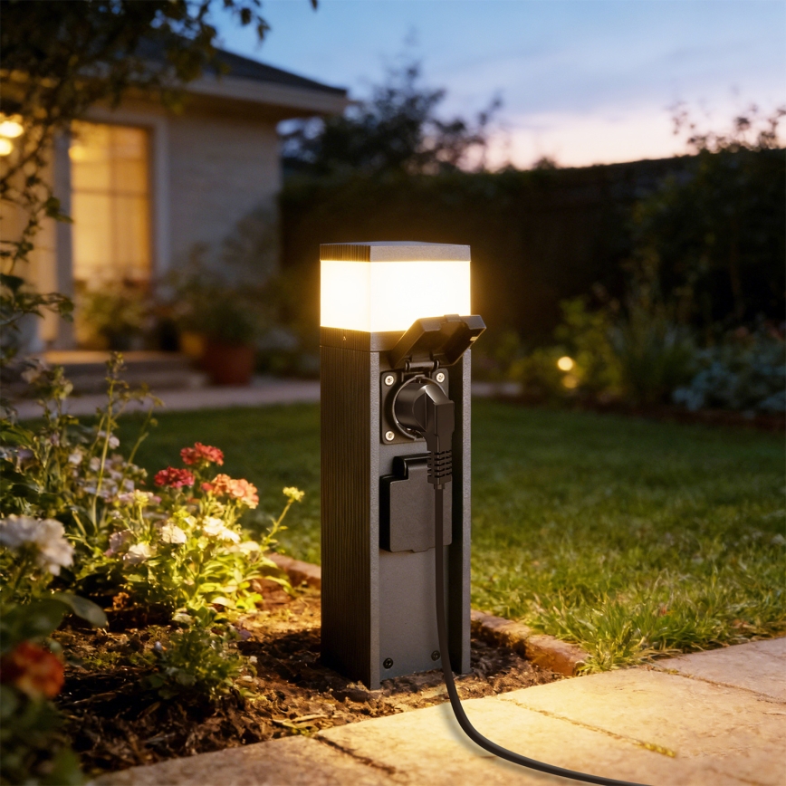 Brilagi - Außenleuchte mit 2 SCHUKO-Steckdosen PILLAR 1xG9/11W/230V IP44 anthrazit