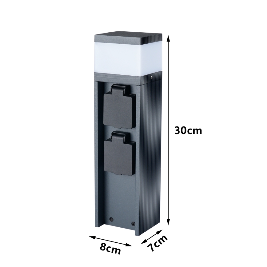 Brilagi - Außenleuchte mit 2 SCHUKO-Steckdosen PILLAR 1xG9/11W/230V IP44 anthrazit