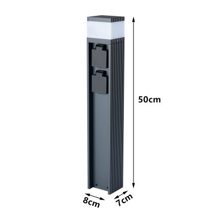 Brilagi - Außenleuchte PILLAR mit 2 SCHUKO‑Steckdosen, 1x G9/11W/230V, IP44, Anthrazit