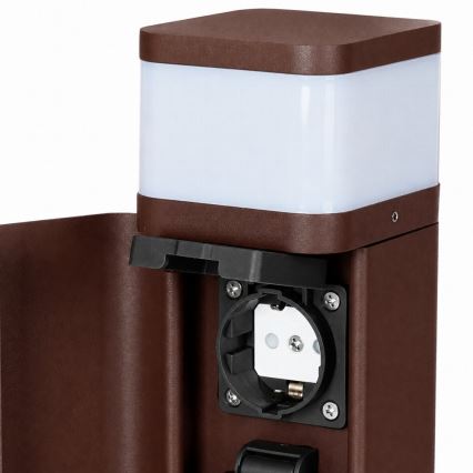 BRILAGI - Außenleuchte mit 2 SCHUKO-Steckdosen PILLAR 1xG9/11W/230V IP44 braun