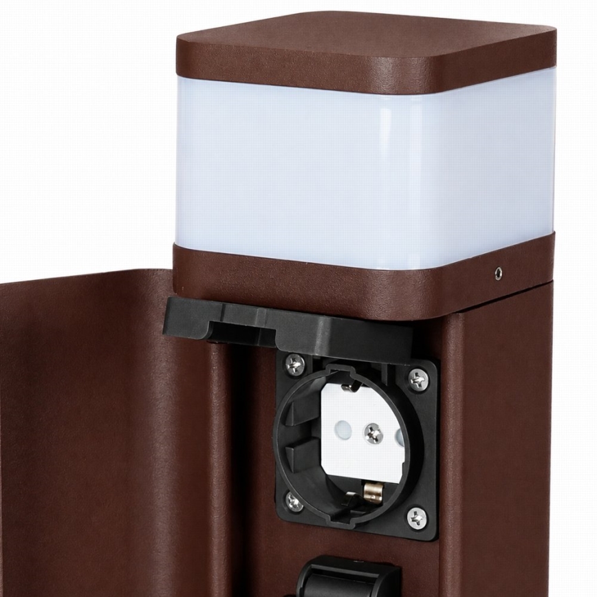BRILAGI - Außenleuchte mit 2 SCHUKO-Steckdosen PILLAR 1xG9/11W/230V IP44 braun