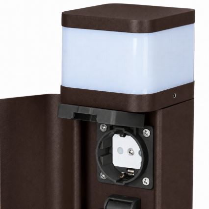 BRILAGI - Außenleuchte mit 2 SCHUKO-Steckdosen PILLAR 1xG9/11W/230V IP44 braun