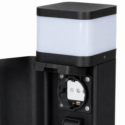 BRILAGI - Außenleuchte mit 2 SCHUKO-Steckdosen PILLAR 1xG9/11W/230V IP44 schwarz