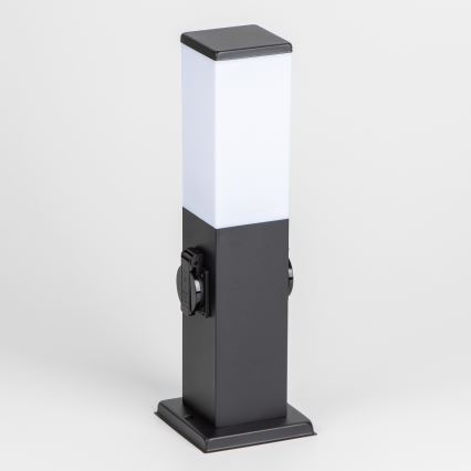 Brilagi - Außenleuchte mit 2 SCHUKO-Steckdosen NOVA 1xE27/15W/230V 40 cm IP44 schwarz
