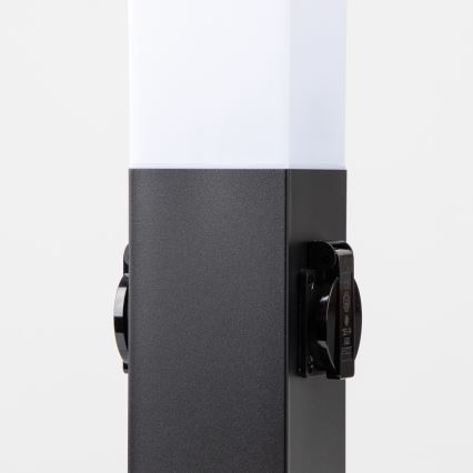 BRILAGI - Außenleuchte mit 2 SCHUKO-Steckdosen NOVA 1xE27/15W/230V 40 cm IP44 schwarz