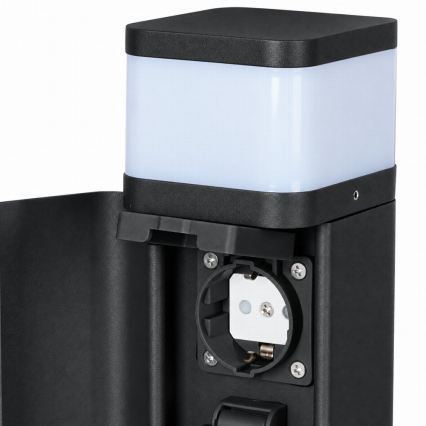 BRILAGI - Außenleuchte mit 2 Steckdosen SCHUKO PILLAR 1xG9/11W/230V IP44 schwarz