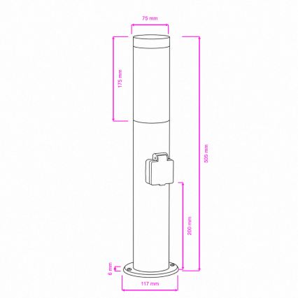 BRILAGI - Außenleuchte mit integrierter Steckdose ELIA 1xE27/20W/230V IP44 50 cm anthrazit