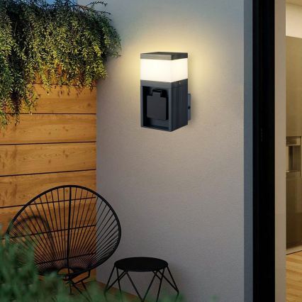 Brilagi - Außenwandleuchte mit SCHUKO-Steckdose PILLAR 1xG9/11W/230V IP44 anthrazit