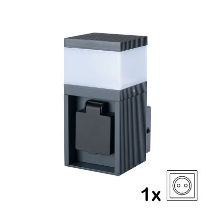 Brilagi - Außenwandleuchte mit SCHUKO-Steckdose PILLAR 1xG9/11W/230V IP44 anthrazit