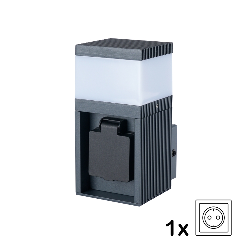 Brilagi - Außenwandleuchte mit SCHUKO-Steckdose PILLAR 1xG9/11W/230V IP44 anthrazit