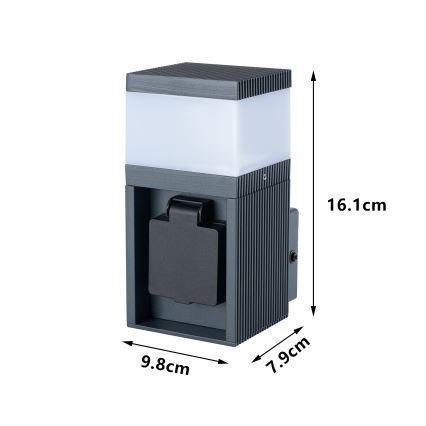 Brilagi - Außenwandleuchte mit SCHUKO-Steckdose PILLAR 1xG9/11W/230V IP44 anthrazit
