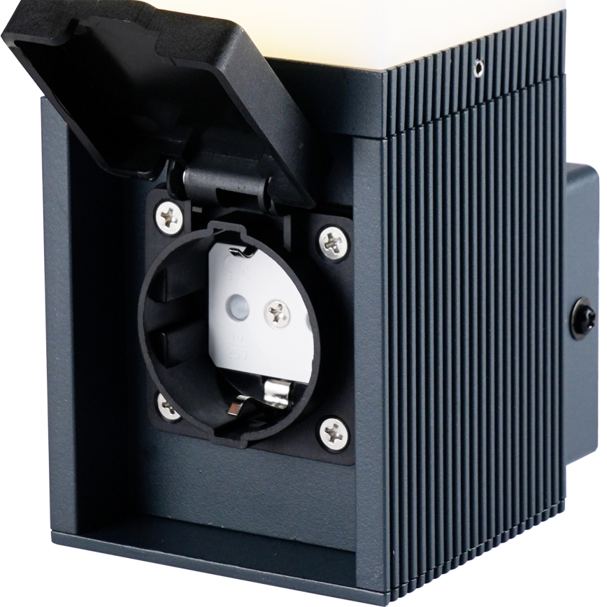Brilagi - Außenwandleuchte mit SCHUKO-Steckdose PILLAR 1xG9/11W/230V IP44 anthrazit