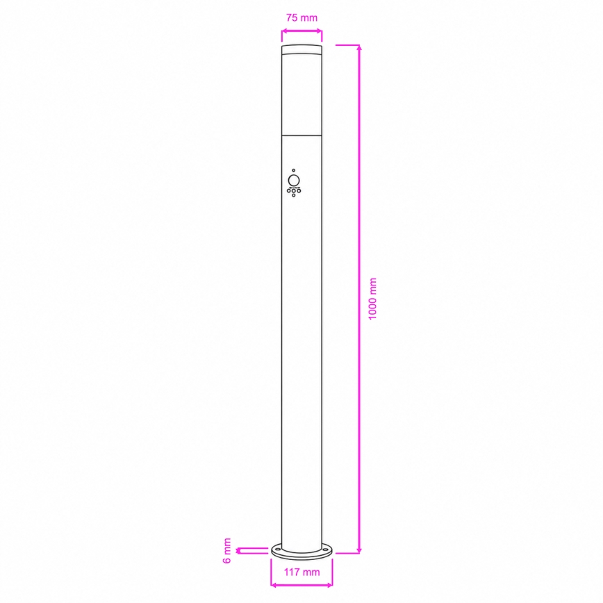 BRILAGI - Außenleuchte mit Bewegungsmelder ELIA 1xE27/20W/230V IP44 100 cm mattchrom