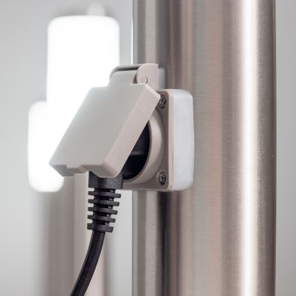 BRILAGI - Außenleuchte mit integrierter Steckdose ELIA 1x E27/20 W/230 V IP44 50 cm mattchrom