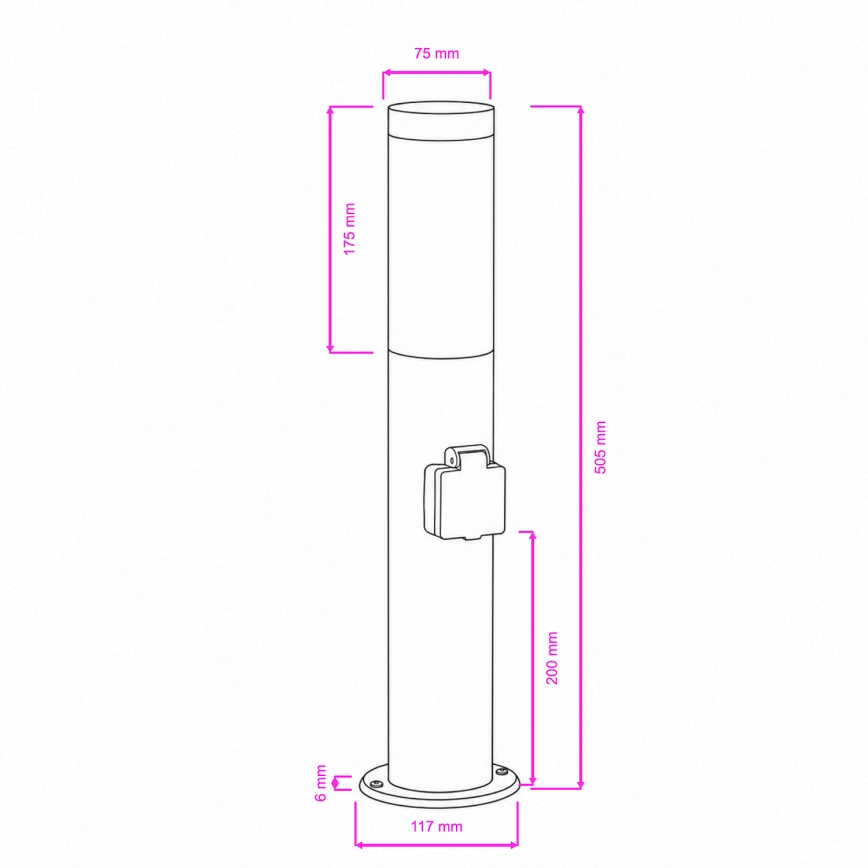 BRILAGI - Außenleuchte mit integrierter Steckdose ELIA 1x E27/20 W/230 V IP44 50 cm mattchrom