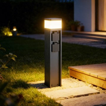 Brilagi - Außenleuchte PILLAR mit 2 SCHUKO‑Steckdosen, 1x G9/11W/230V, IP44, Anthrazit
