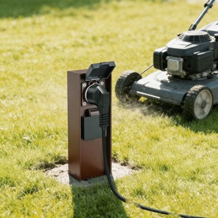 Brilagi - Außensteckdosensäule PILLAR 2Z SCHUKO 230V IP44 braun