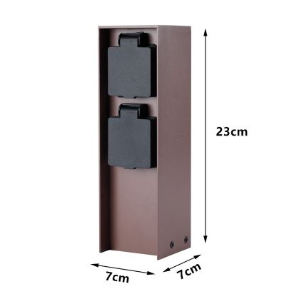 Brilagi - Außensteckdosensäule PILLAR 2Z SCHUKO 230V IP44 braun