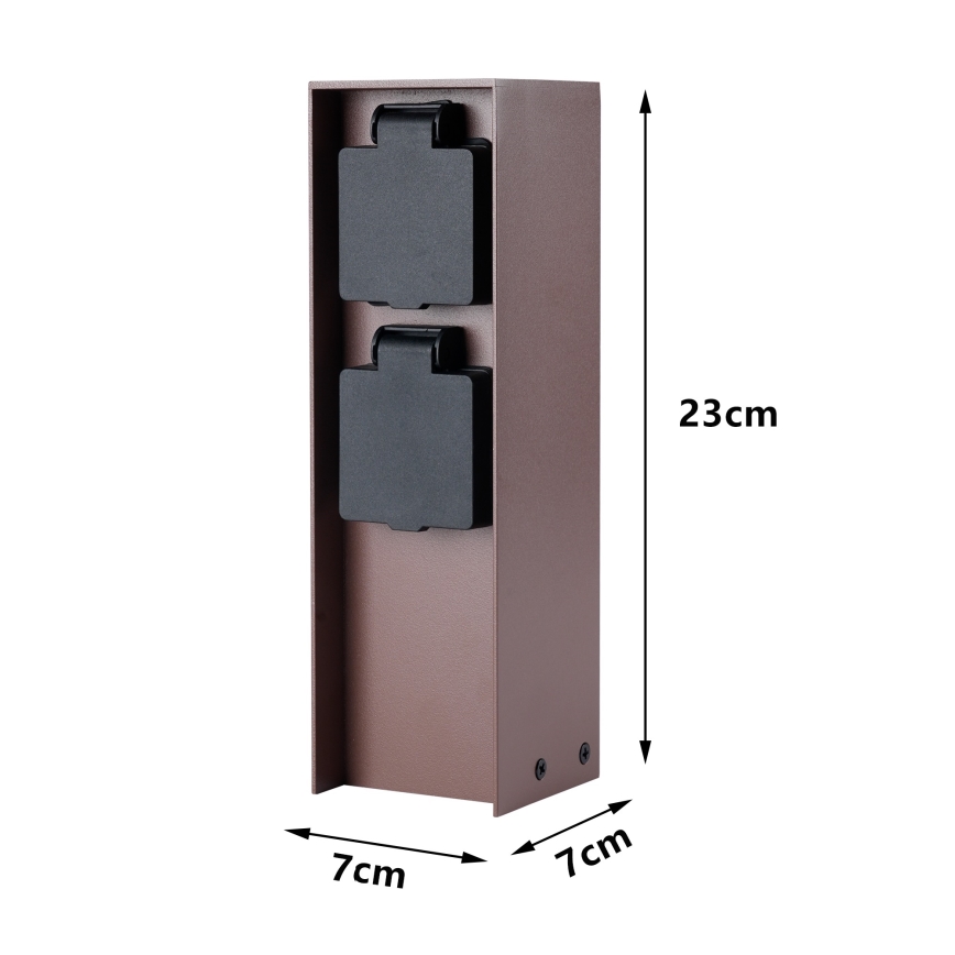 Brilagi - Außensteckdosensäule PILLAR 2Z SCHUKO 230V IP44 braun