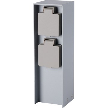 Brilagi - Außensteckdosensäule PILLAR 2Z SCHUKO 230V IP44 silber