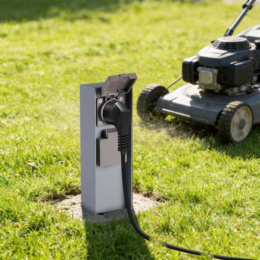 Brilagi - Außensteckdosensäule PILLAR 2Z SCHUKO 230V IP44 silber