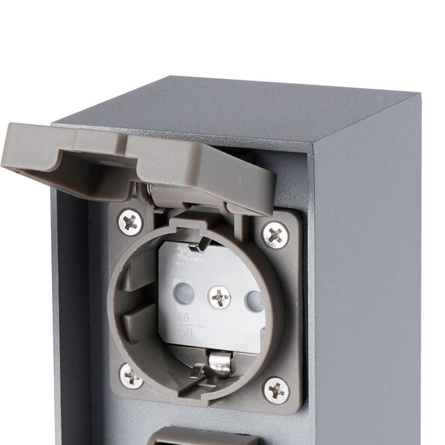 Brilagi - Außensteckdosensäule PILLAR 2Z SCHUKO 230V IP44 silber