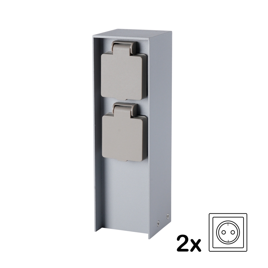 Brilagi - Außensteckdosensäule PILLAR 2Z SCHUKO 230V IP44 silber