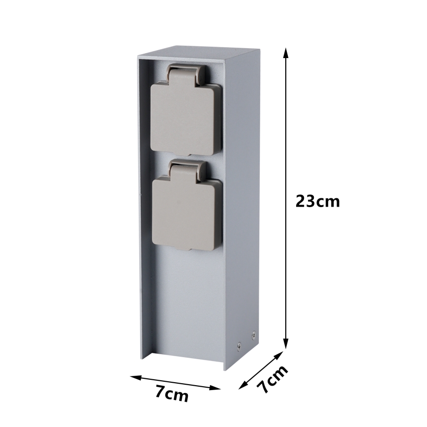Brilagi - Außensteckdosensäule PILLAR 2Z SCHUKO 230V IP44 silber