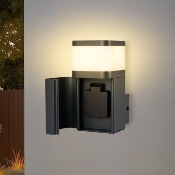 Brilagi - Außenwandleuchte mit SCHUKO-Steckdose PILLAR 1xG9/11W/230V IP44 anthrazit