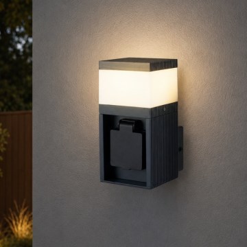 Brilagi - Außenwandleuchte mit SCHUKO-Steckdose PILLAR 1xG9/11W/230V IP44 anthrazit
