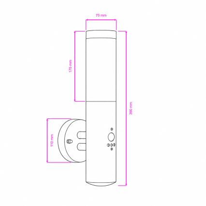 BRILAGI - Außenwandleuchte mit Sensor ELIA 1xE27/20W/230V IP44 mattchrom