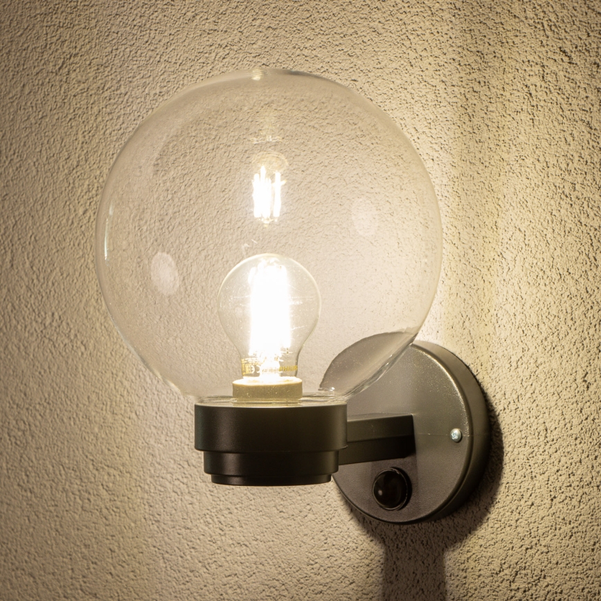 BRILAGI - Außenwandleuchte mit Bewegungsmelder HARBOR 1xE27/40W/230V IP33 anthrazit/klar