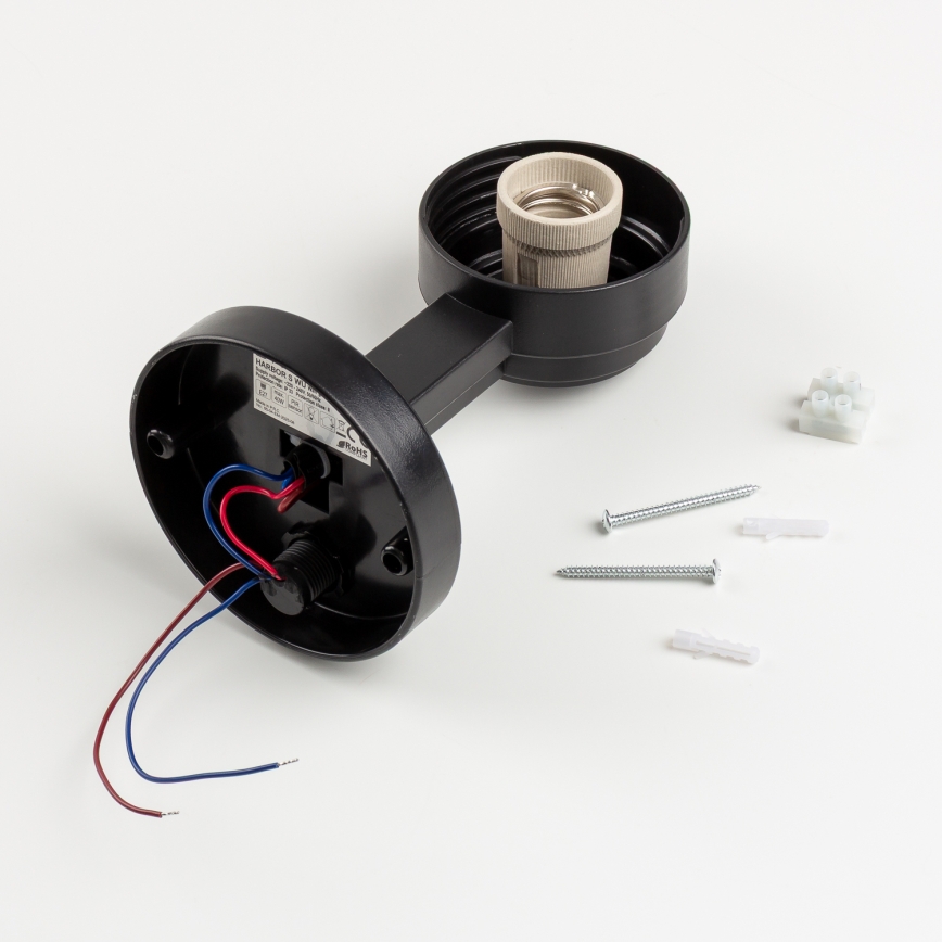 BRILAGI - Außenwandleuchte mit Bewegungsmelder HARBOR 1xE27/40W/230V IP33 schwarz/weiß