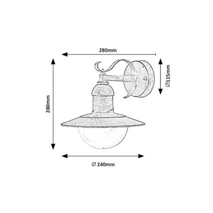 Brilagi - Außenwandleuchte MOLDE 1xE27/60W/230V IP44 weiß/patina