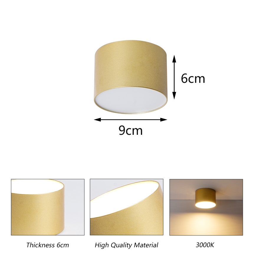 BRILAGI - Badezimmer-Deckenleuchte FORIS LED/9W/230V Ø 9 cm goldfarben IP44 CRI 90