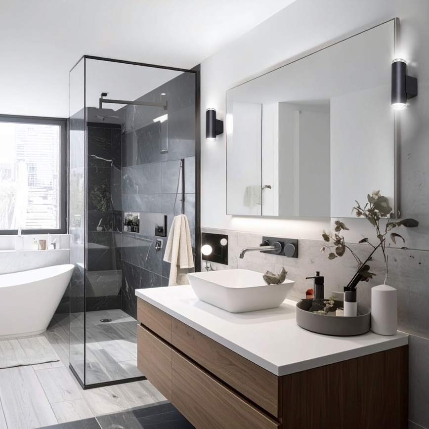 Brilagi - Badezimmer-Wandspot SELE AQUA 2xGU10/30W/230V IP44 schwarz