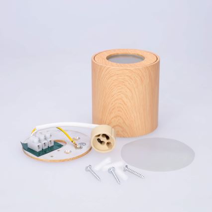 BRILAGI - Badezimmerstrahler MIA 1xGU10/30W/230V 84x80 mm Eichendekor IP44