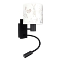 Brilagi - BOBO Verstellbare LED-Kinder-Wandleuchte 1xE27/25W/230V + LED/3W schwarz/weiß, mit Häschen