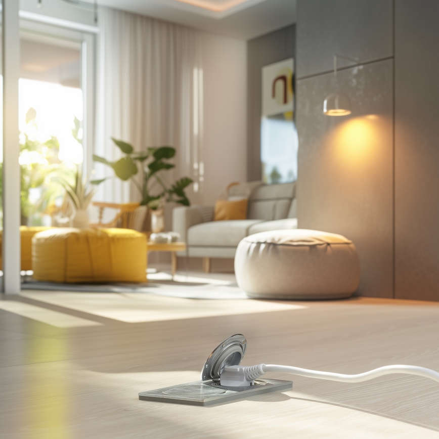 Brilagi - Bodeneinbau-Doppelsteckdose für den Outdoor-Bereich IP55 silbern rechteckig