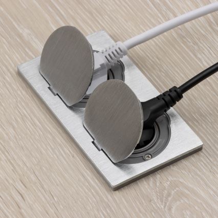 Brilagi - Bodeneinbau-Doppelsteckdose für den Outdoor-Bereich IP55 silbern rechteckig