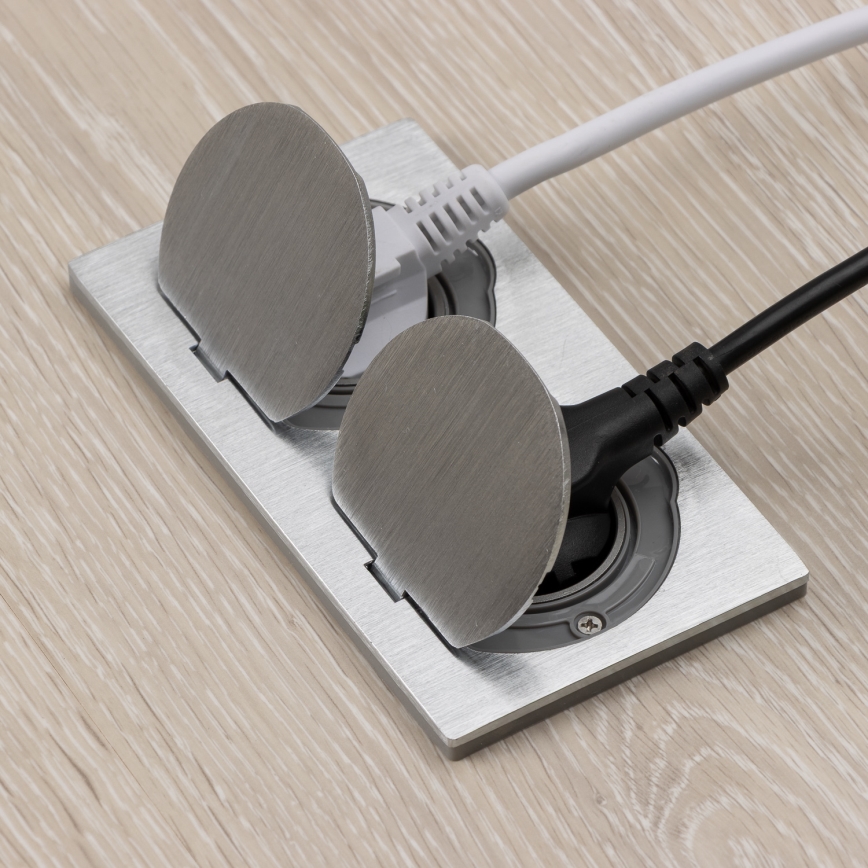 Brilagi - Bodeneinbau-Doppelsteckdose für den Outdoor-Bereich IP55 silbern rechteckig