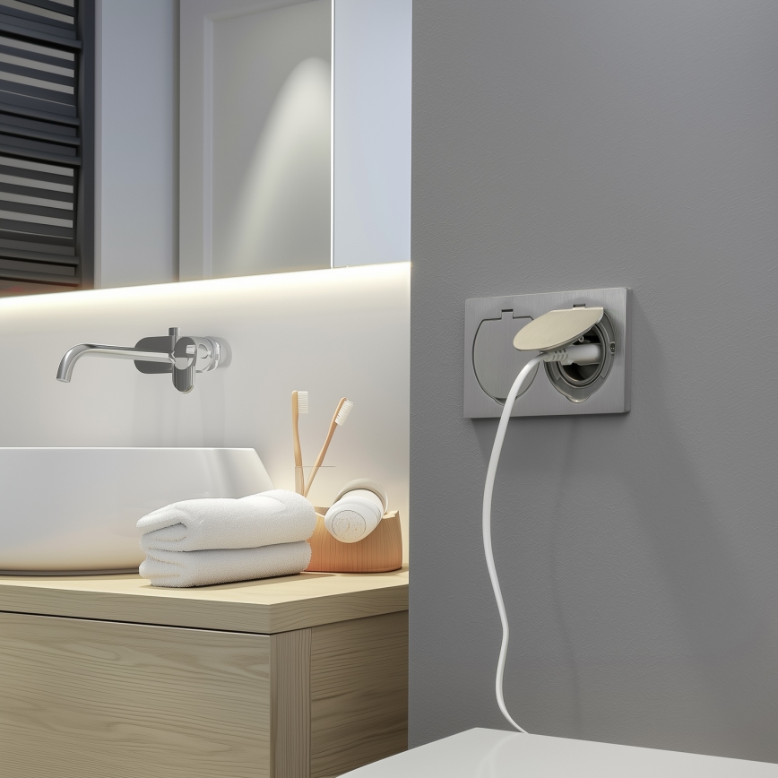 Brilagi - Bodeneinbau-Doppelsteckdose für den Outdoor-Bereich IP55 silbern rechteckig