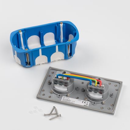 Brilagi - Bodeneinbau-Doppelsteckdose für den Outdoor-Bereich IP55 silbern rechteckig