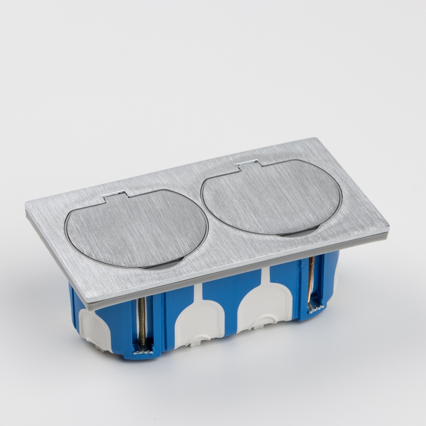 Brilagi - Bodeneinbau-Doppelsteckdose für den Outdoor-Bereich IP55 silbern rechteckig