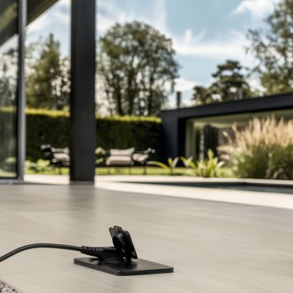 Brilagi - Bodeneinbaudoppelsteckdose für den Außenbereich IP55, schwarz, rechteckig